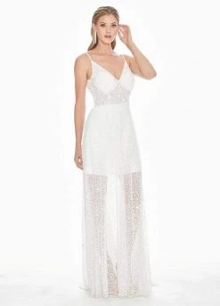 Ashley Lauren - 1459 Sparkly Beads And Sequins Sheer Evening Dress