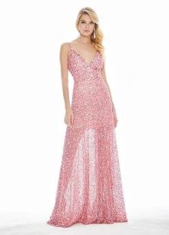 Ashley Lauren - 1459 Sparkly Beads And Sequins Sheer Evening Dress