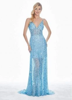 Ashley Lauren - 1459 Sparkly Beads And Sequins Sheer Evening Dress