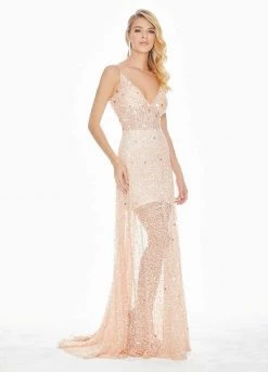 Ashley Lauren - 1459 Sparkly Beads And Sequins Sheer Evening Dress