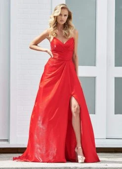 Ashley Lauren - 1470 Pleated Sweetheart A-line Dress With Slit