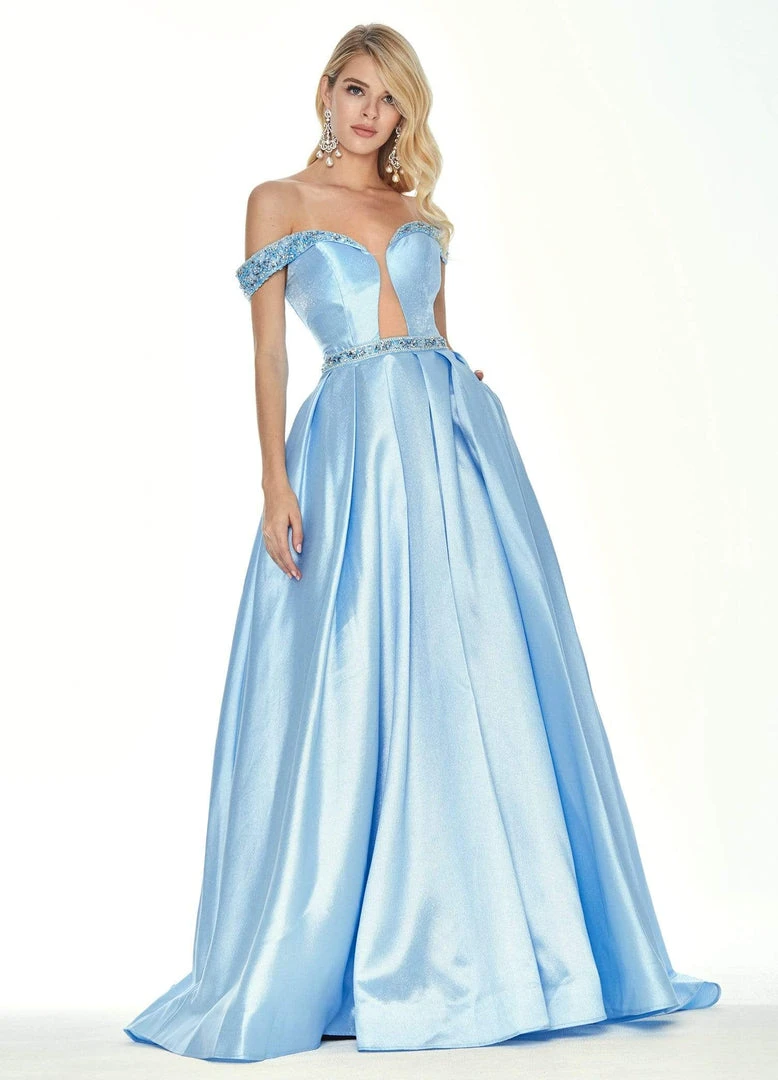 Ashley Lauren - 1476 Beaded Plunging Off-Shoulder Ballgown With Train 12 Ashley Lauren - 1476 Beaded Plunging Off-Shoulder Ballgown With Train