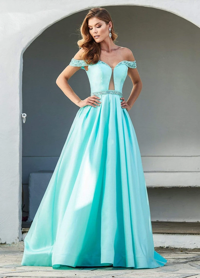 Ashley Lauren - 1476 Beaded Plunging Off-Shoulder Ballgown With Train 6 Ashley Lauren - 1476 Beaded Plunging Off-Shoulder Ballgown With Train