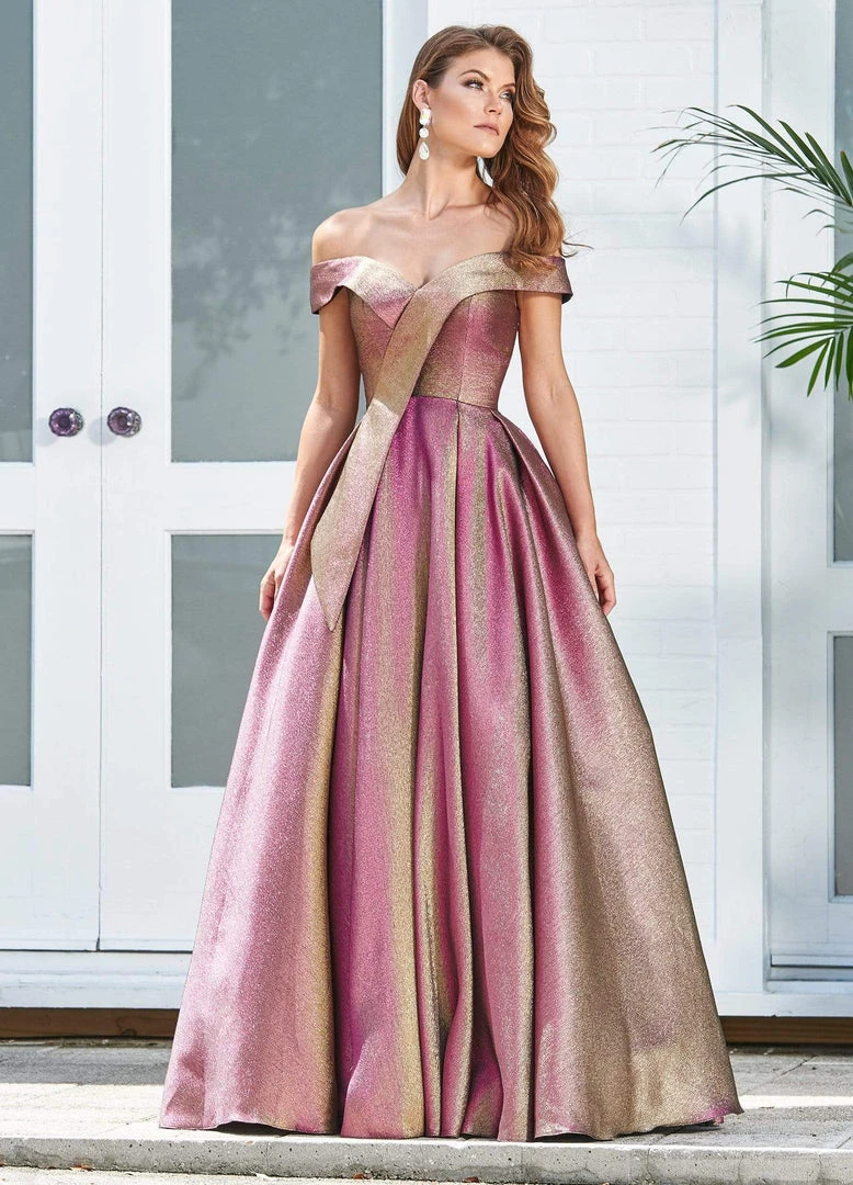 Ashley Lauren - 1490 Two Tone Off-Shoulder Brocade Ballgown 5 Ashley Lauren - 1490 Two Tone Off-Shoulder Brocade Ballgown