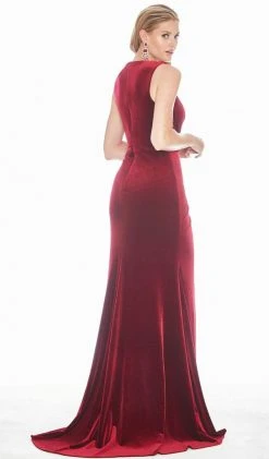 Ashley Lauren - 1494 Faux Wrap High Slit Velvet Gown