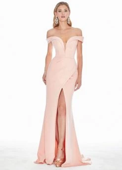 Ashley Lauren - 1497 Off-Shoulder Evening Dress With Slit