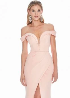 Ashley Lauren - 1497 Off-Shoulder Evening Dress With Slit