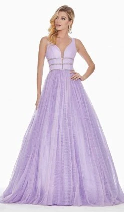 Ashley Lauren - 1502 Deep V-neck Glitter Tulle Ballgown 18 Ashley Lauren - 1502 Deep V-neck Glitter Tulle Ballgown