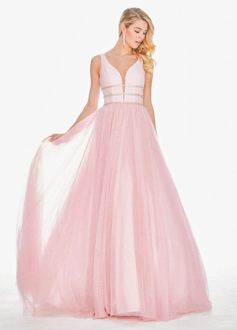 Ashley Lauren - 1502 Deep V-neck Glitter Tulle Ballgown 5 Ashley Lauren - 1502 Deep V-neck Glitter Tulle Ballgown