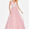 Ashley Lauren - 1502 Deep V-neck Glitter Tulle Ballgown 1 Ashley Lauren - 1502 Deep V-neck Glitter Tulle Ballgown
