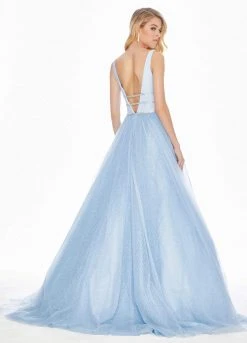 Ashley Lauren - 1502 Deep V-neck Glitter Tulle Ballgown 25 Ashley Lauren - 1502 Deep V-neck Glitter Tulle Ballgown
