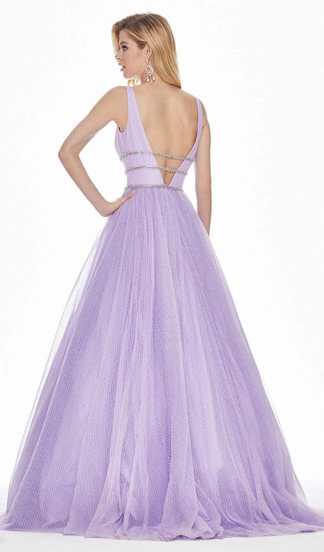 Ashley Lauren - 1502 Deep V-neck Glitter Tulle Ballgown 7 Ashley Lauren - 1502 Deep V-neck Glitter Tulle Ballgown