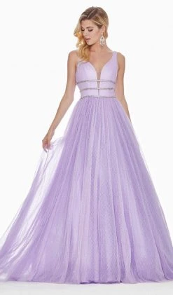 Ashley Lauren - 1502 Deep V-neck Glitter Tulle Ballgown 20 Ashley Lauren - 1502 Deep V-neck Glitter Tulle Ballgown
