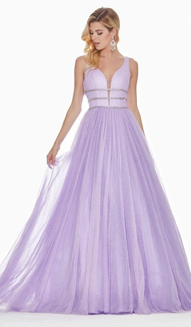 Ashley Lauren - 1502 Deep V-neck Glitter Tulle Ballgown 8 Ashley Lauren - 1502 Deep V-neck Glitter Tulle Ballgown