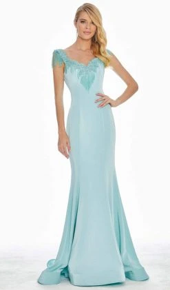 Ashley Lauren - 1522 Beaded Fringe Appliqued Mermaid Gown