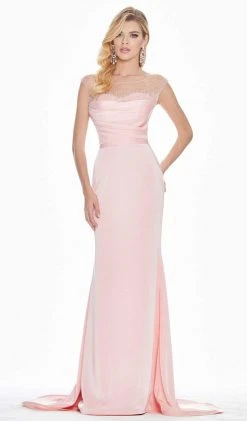 Ashley Lauren - 1524 Pearl Beaded Bateau Trumpet Dress