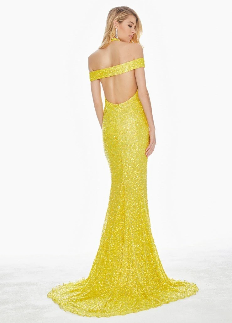 Ashley Lauren - 1560 Off Shoulder Halter Sequin Evening Dress 6 Ashley Lauren - 1560 Off Shoulder Halter Sequin Evening Dress