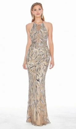 Ashley Lauren - 1563 Halter Sequined Sheath Evening Dress