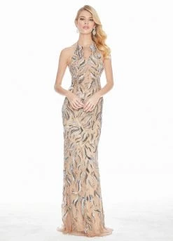 Ashley Lauren - 1563 Halter Sequined Sheath Evening Dress