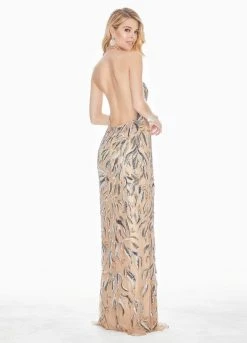 Ashley Lauren - 1563 Halter Sequined Sheath Evening Dress