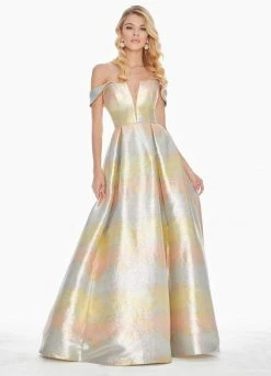 Ashley Lauren - 1570 Plunging Off-Shoulder Brocade Ballgown 11 Ashley Lauren - 1570 Plunging Off-Shoulder Brocade Ballgown