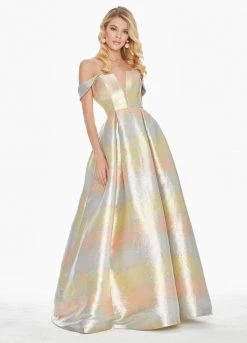 Ashley Lauren - 1570 Plunging Off-Shoulder Brocade Ballgown 12 Ashley Lauren - 1570 Plunging Off-Shoulder Brocade Ballgown