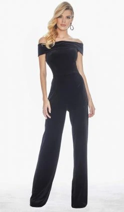 Ashley Lauren - 1571 Velvet Off-Shoulder Jumpsuit