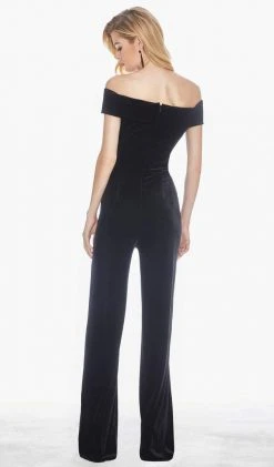 Ashley Lauren - 1571 Velvet Off-Shoulder Jumpsuit