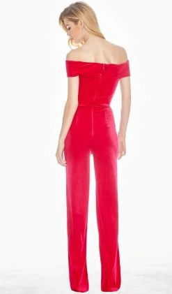Ashley Lauren - 1571 Velvet Off-Shoulder Jumpsuit
