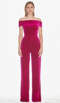Ashley Lauren - 1571 Velvet Off-Shoulder Jumpsuit