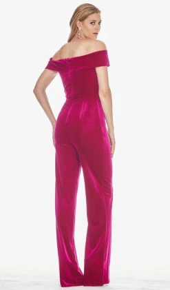 Ashley Lauren - 1571 Velvet Off-Shoulder Jumpsuit