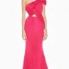 Ashley Lauren - 1574 Asymmetrical Bustier Twist Metallic Jersey Gown