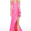 Ashley Lauren - 1581 Deep V-neck Satin Trumpet Dress
