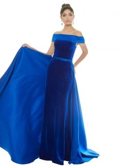Ashley Lauren - 1588 Off-Shoulder Velvet Dress With Overskirt 11 Ashley Lauren - 1588 Off-Shoulder Velvet Dress With Overskirt