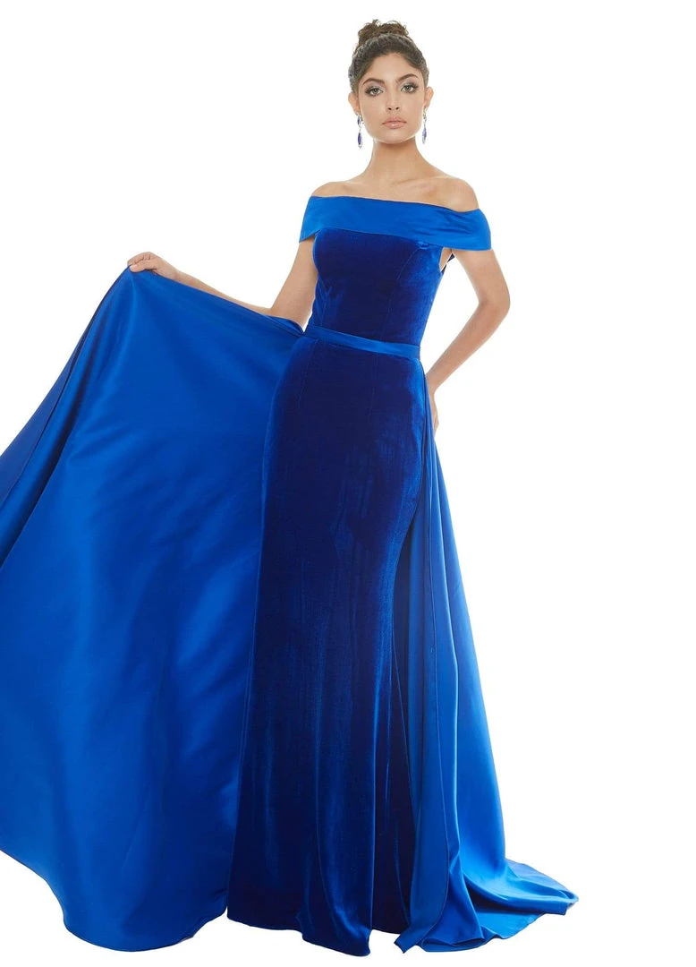 Ashley Lauren - 1588 Off-Shoulder Velvet Dress With Overskirt 6 Ashley Lauren - 1588 Off-Shoulder Velvet Dress With Overskirt