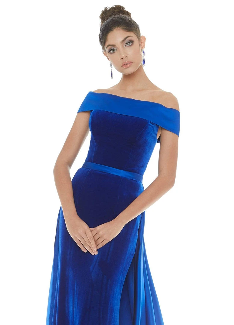 Ashley Lauren - 1588 Off-Shoulder Velvet Dress With Overskirt 8 Ashley Lauren - 1588 Off-Shoulder Velvet Dress With Overskirt