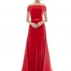 Ashley Lauren - 1588 Off-Shoulder Velvet Dress With Overskirt
