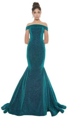 Ashley Lauren - 1606 Off-Shoulder Metallic Scuba Mermaid Dress