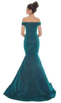 Ashley Lauren - 1606 Off-Shoulder Metallic Scuba Mermaid Dress