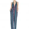 Ashley Lauren - 1616 Beaded Striped Deep V-neck Jumpsuit 2 Ashley Lauren - 1616 Beaded Striped Deep V-neck Jumpsuit