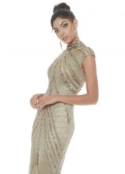 Ashley Lauren - 1624 Embellished High Neck Dress With Slit 7 Ashley Lauren - 1624 Embellished High Neck Dress With Slit