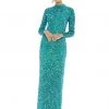 Ashley Lauren - 1625 Allover Sequin Long Sleeve Sheath Evening Gown 1 Ashley Lauren - 1625 Allover Sequin Long Sleeve Sheath Evening Gown