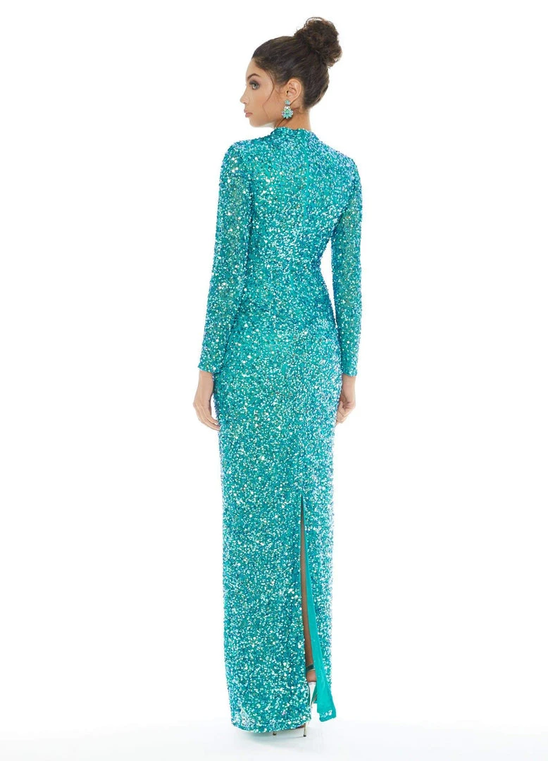 Ashley Lauren - 1625 Allover Sequin Long Sleeve Sheath Evening Gown 4 Ashley Lauren - 1625 Allover Sequin Long Sleeve Sheath Evening Gown