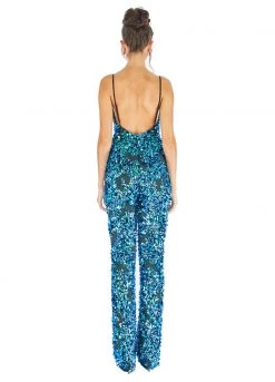 Ashley Lauren - 1627 Beaded Plunging V-Neck Jumpsuit