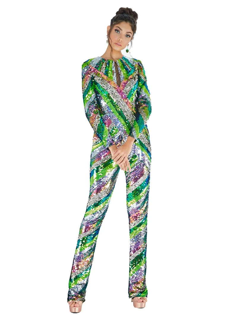 Ashley Lauren - 1628 Beaded Long Sleeve Jumpsuit 3 Ashley Lauren - 1628 Beaded Long Sleeve Jumpsuit