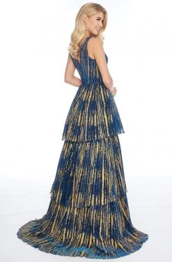 Ashley Lauren - 1758 Deep V-neck Tulle Tiered A-line Dress