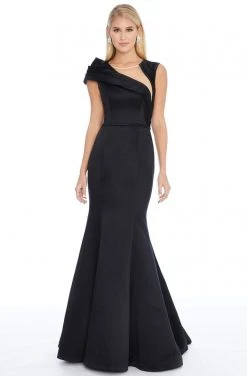 Ashley Lauren - 1788 Asymmetric Pleated Satin Trumpet Dress