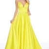 Ashley Lauren - 1794 Deep V-neck Satin A-line Gown