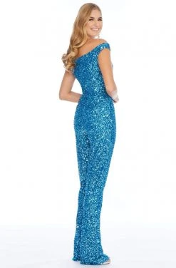 Ashley Lauren - 1825 Sequined Deep Off-Shoulder Jumpsuit
