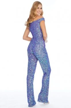 Ashley Lauren - 1825 Sequined Deep Off-Shoulder Jumpsuit